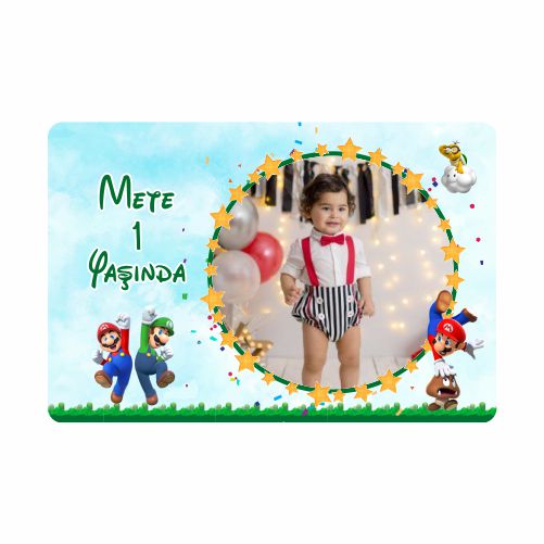 Super Mario Temalı Doğum Günü Afişi
